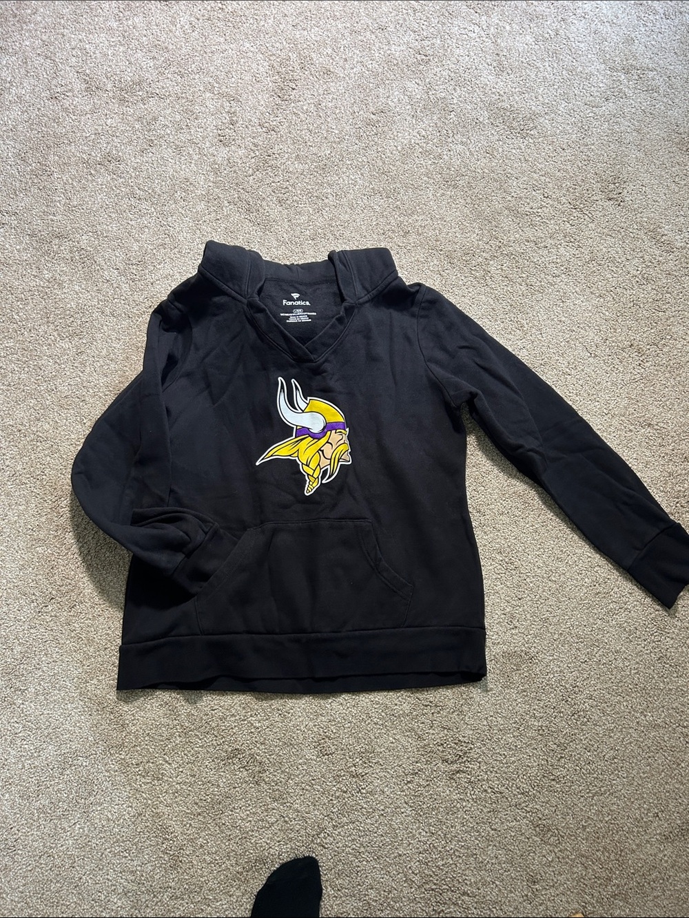 Fanatics Black Hoodie with Vikings Helm Logo